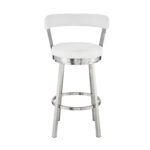 30" White and Silver Swivel Backless Bar Height Bar Stool