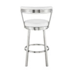30" White and Silver Swivel Backless Bar Height Bar Stool