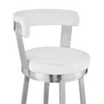 30" White and Silver Swivel Backless Bar Height Bar Stool