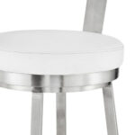 30" White and Silver Swivel Backless Bar Height Bar Stool