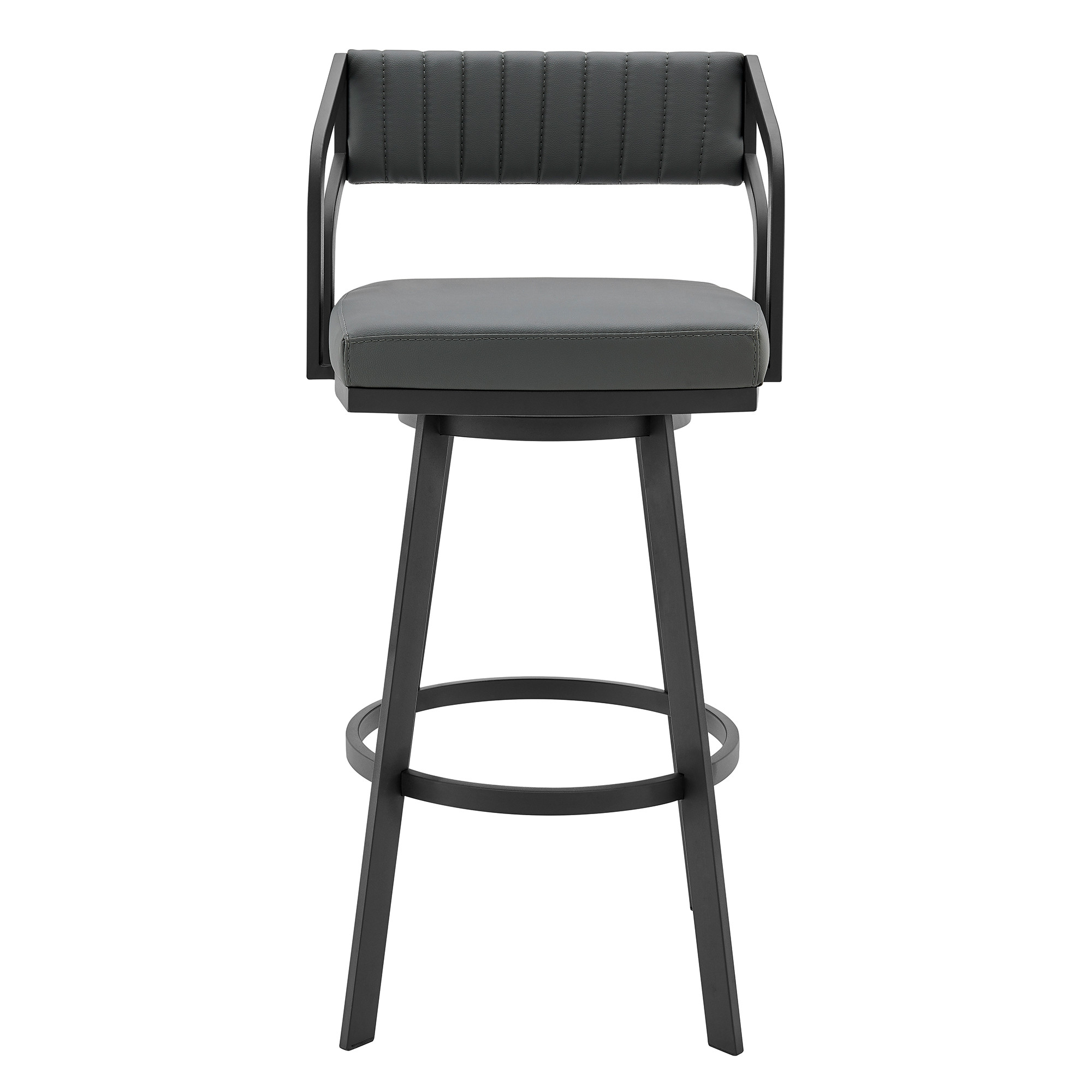 26 Inch Gray and Black Iron Swivel Bar Stool With Footrest 2 26 Inch Gray and Black Iron Swivel Bar Stool With Footrest - Image 2