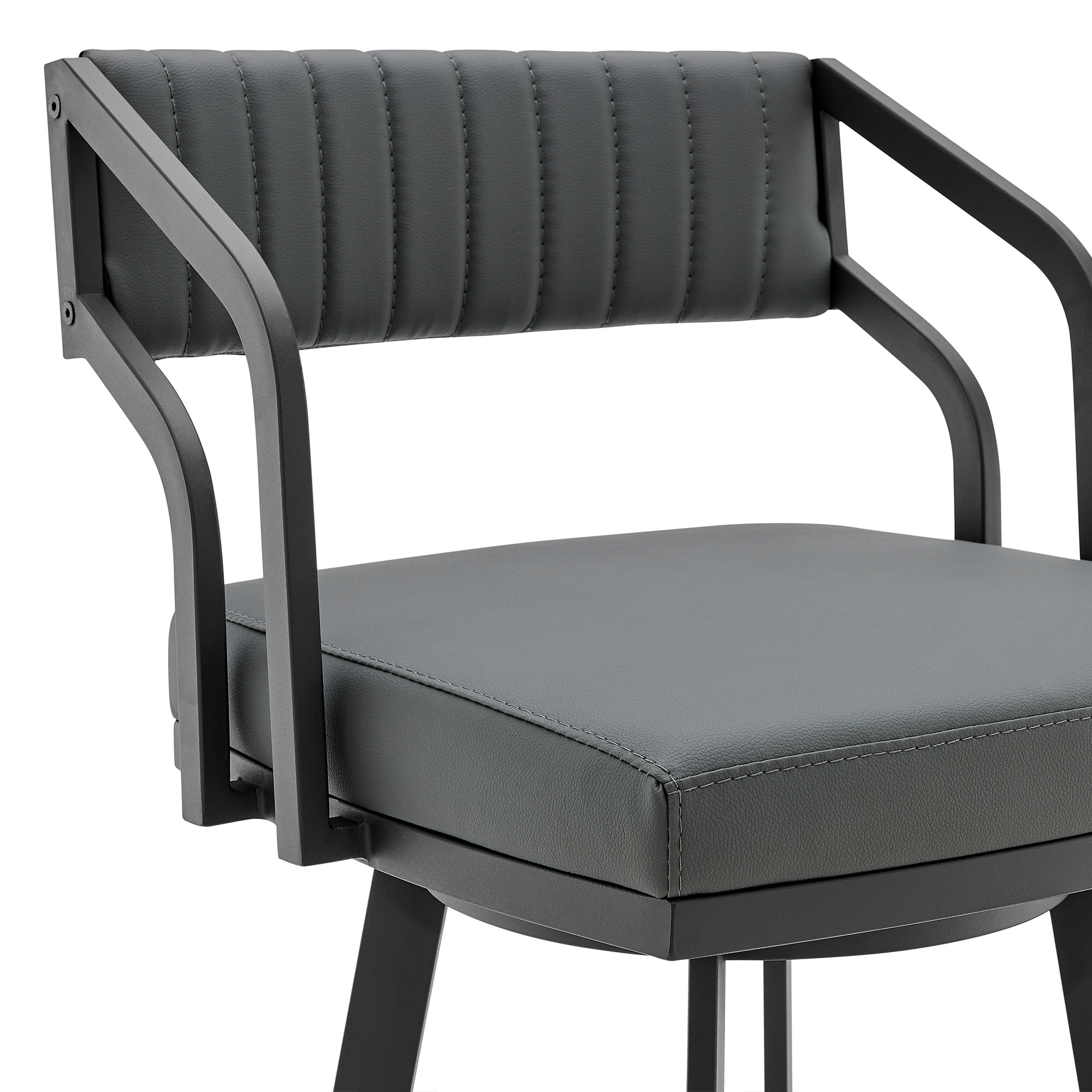 26 Inch Gray and Black Iron Swivel Bar Stool With Footrest 5 26 Inch Gray and Black Iron Swivel Bar Stool With Footrest - Image 5