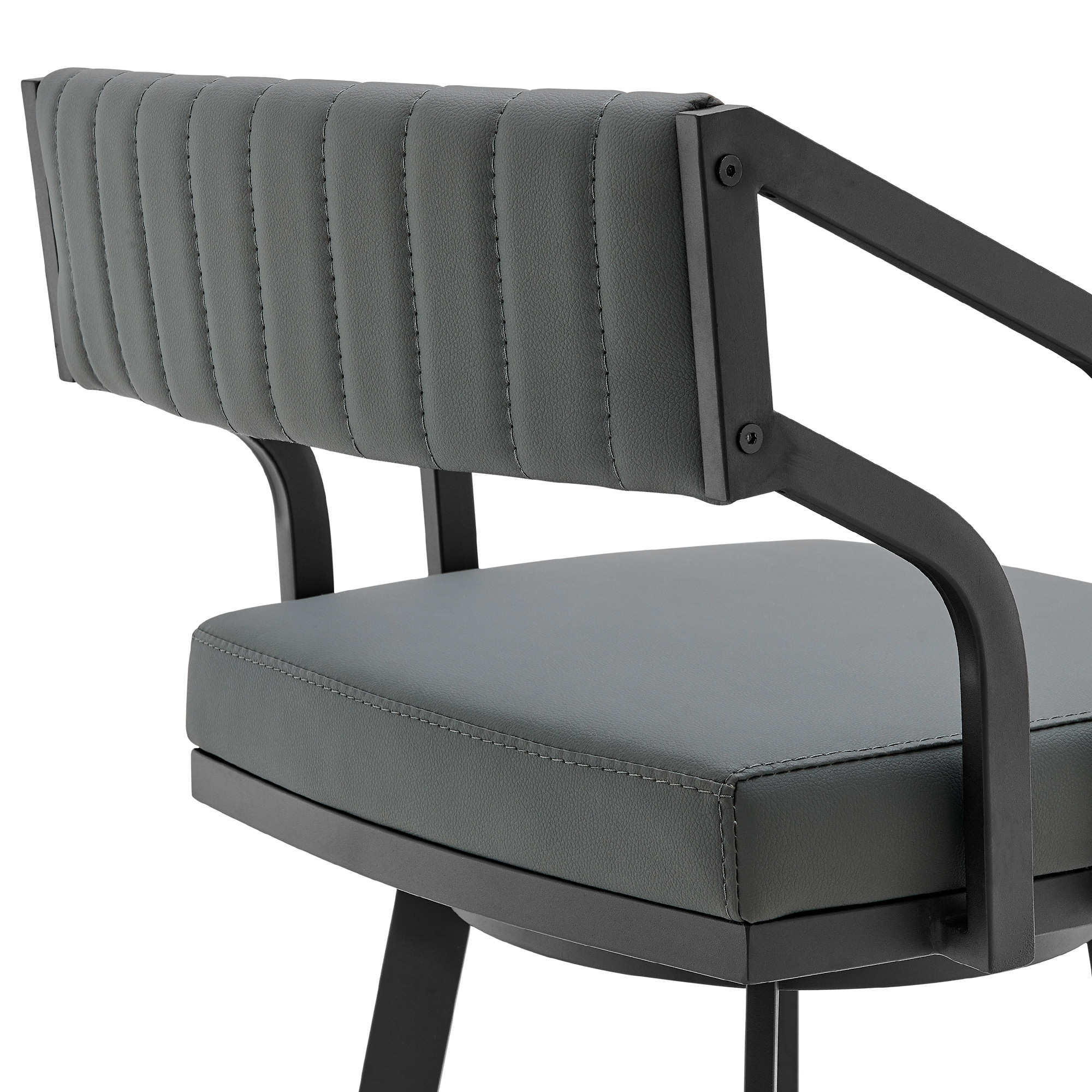 26 Inch Gray and Black Iron Swivel Bar Stool With Footrest 6 26 Inch Gray and Black Iron Swivel Bar Stool With Footrest - Image 6