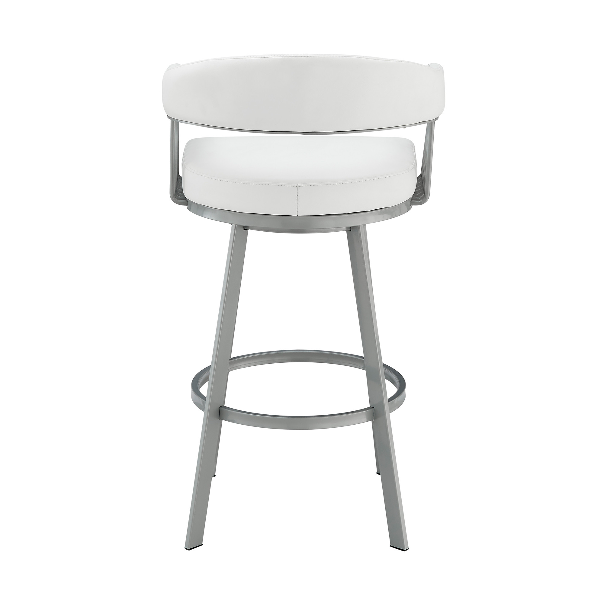 25 Inch White and Silver Swivel Backless Counter Height Bar Stool 5 25 Inch White and Silver Swivel Backless Counter Height Bar Stool - Image 5