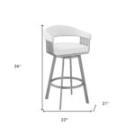 25 Inch White and Silver Swivel Backless Counter Height Bar Stool 18 25 Inch White and Silver Swivel Backless Counter Height Bar Stool
