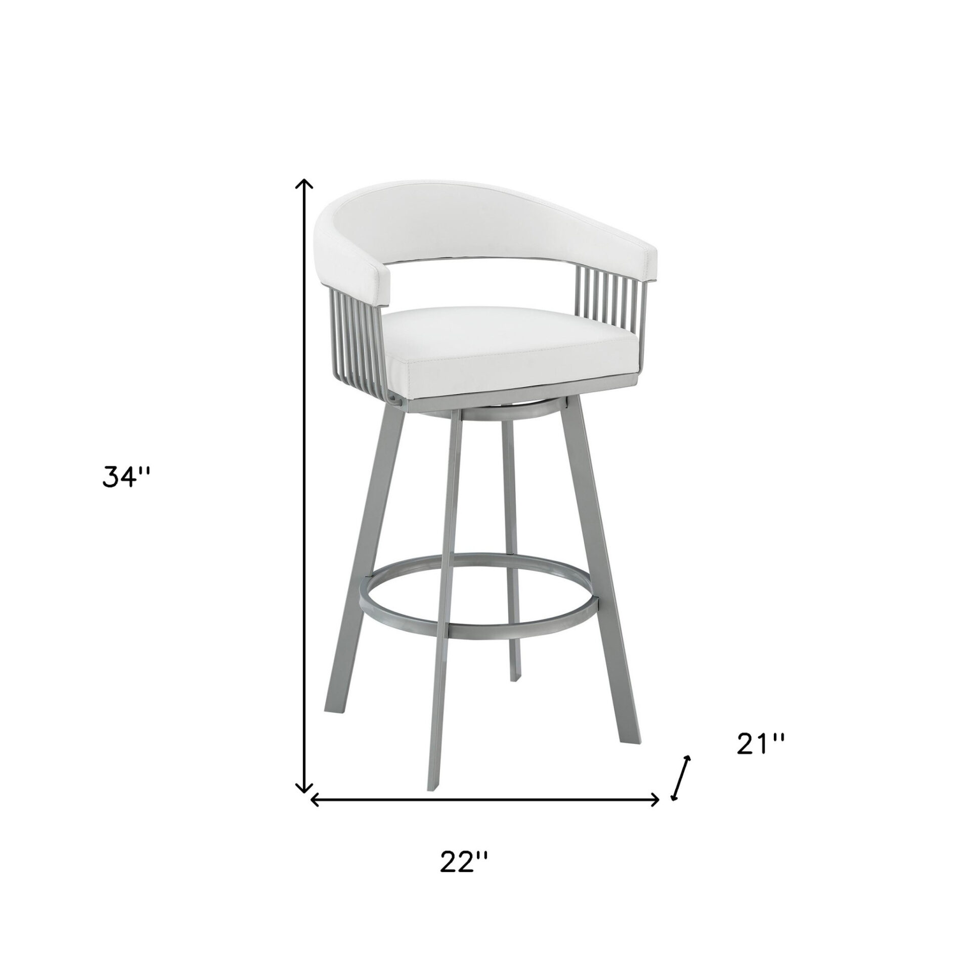 25 Inch White and Silver Swivel Backless Counter Height Bar Stool 9 25 Inch White and Silver Swivel Backless Counter Height Bar Stool - Image 9