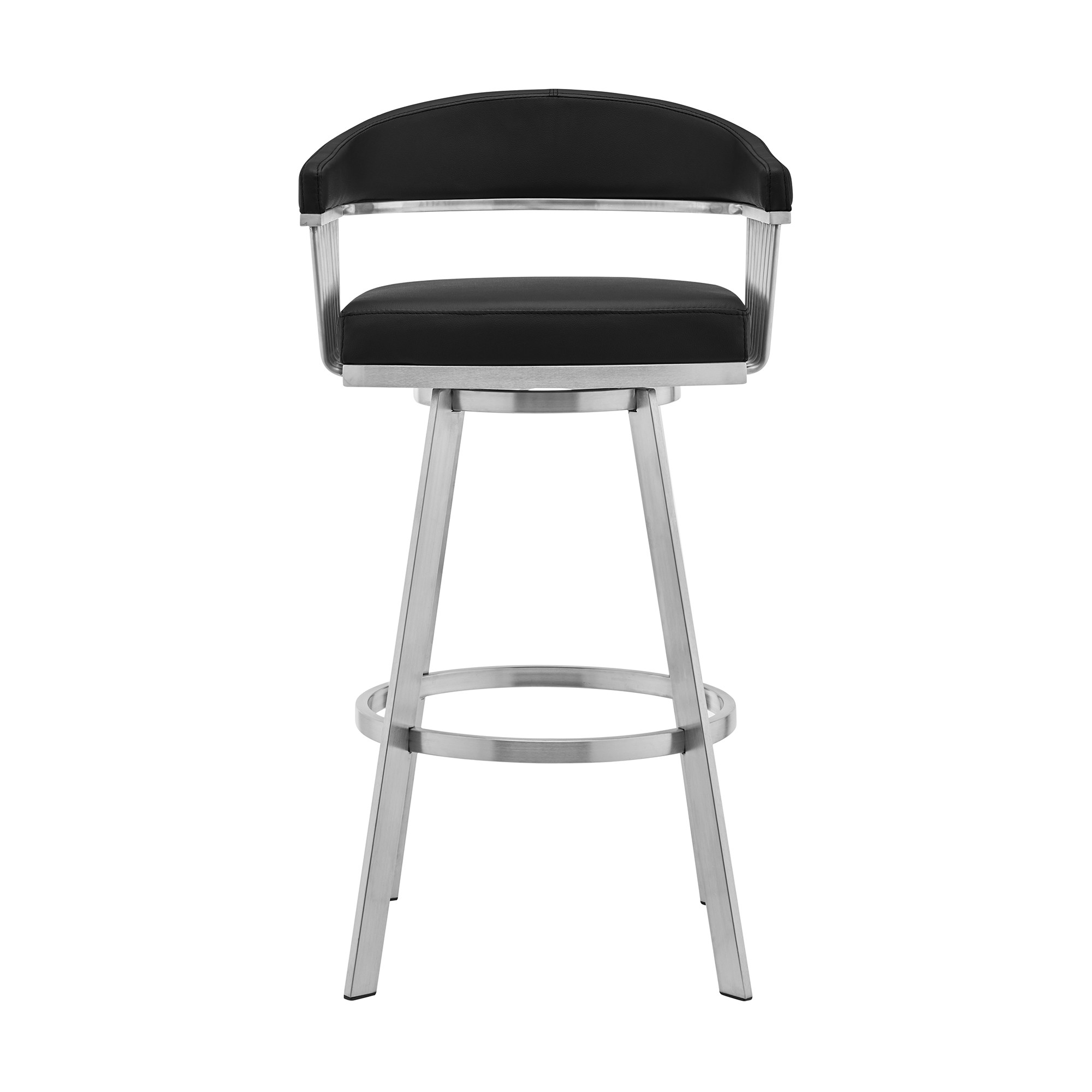 25 Inch Black and Silver Swivel Backless Counter Height Bar Stool 2 25 Inch Black and Silver Swivel Backless Counter Height Bar Stool - Image 2