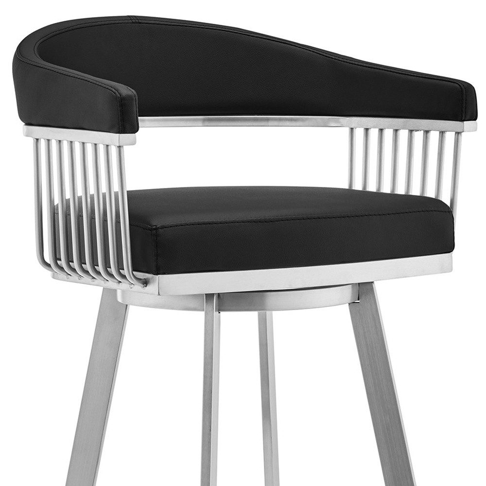 25 Inch Black and Silver Swivel Backless Counter Height Bar Stool 8 25 Inch Black and Silver Swivel Backless Counter Height Bar Stool - Image 8