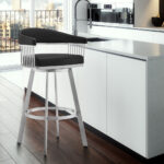29-Inch Black and Silver Swivel Backless Bar Stool with Footrest 18 29-Inch Black and Silver Swivel Backless Bar Stool with Footrest