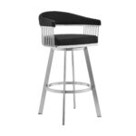 29-Inch Black and Silver Swivel Backless Bar Stool with Footrest 10 29-Inch Black and Silver Swivel Backless Bar Stool with Footrest