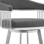 25-Inch Gray and Silver Swivel Backless Counter Height Bar Stool