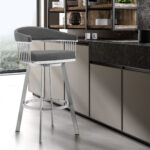 25-Inch Gray and Silver Swivel Backless Counter Height Bar Stool