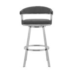 25-Inch Gray and Silver Swivel Backless Counter Height Bar Stool