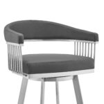 25-Inch Gray and Silver Swivel Backless Counter Height Bar Stool