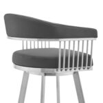 25-Inch Gray and Silver Swivel Backless Counter Height Bar Stool