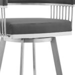 29 Inch Gray and Silver Swivel Backless Bar Stool With Footrest 16 29 Inch Gray and Silver Swivel Backless Bar Stool With Footrest