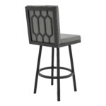 30-Inch Gray and Black Faux Leather Swivel Bar Stool
