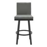 30-Inch Gray and Black Faux Leather Swivel Bar Stool