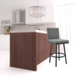 30-Inch Gray and Black Faux Leather Swivel Bar Stool