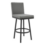 30-Inch Gray and Black Faux Leather Swivel Bar Stool