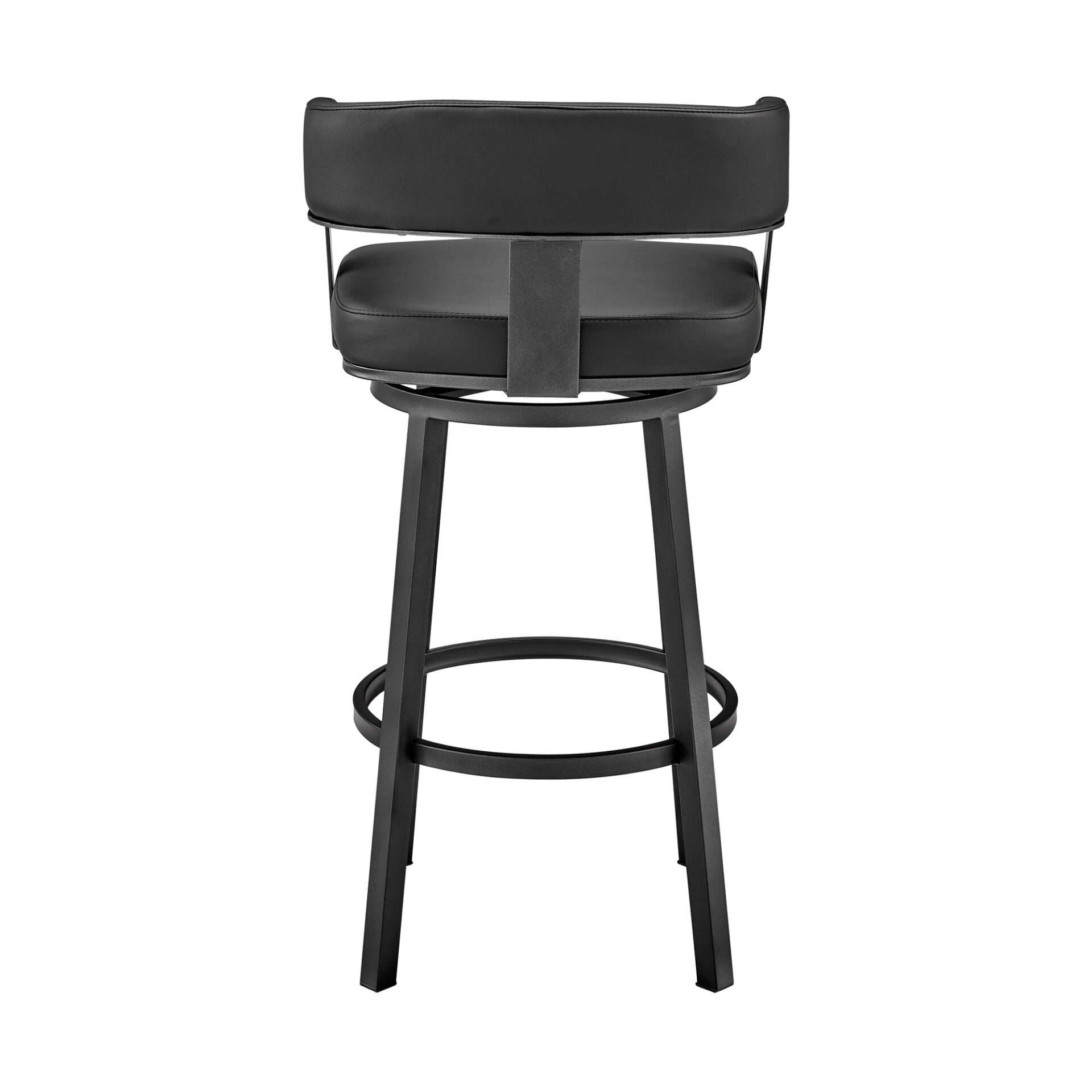 30-Inch Black Faux Leather Swivel Bar Stool With Footrest 6 30-Inch Black Faux Leather Swivel Bar Stool With Footrest - Image 6