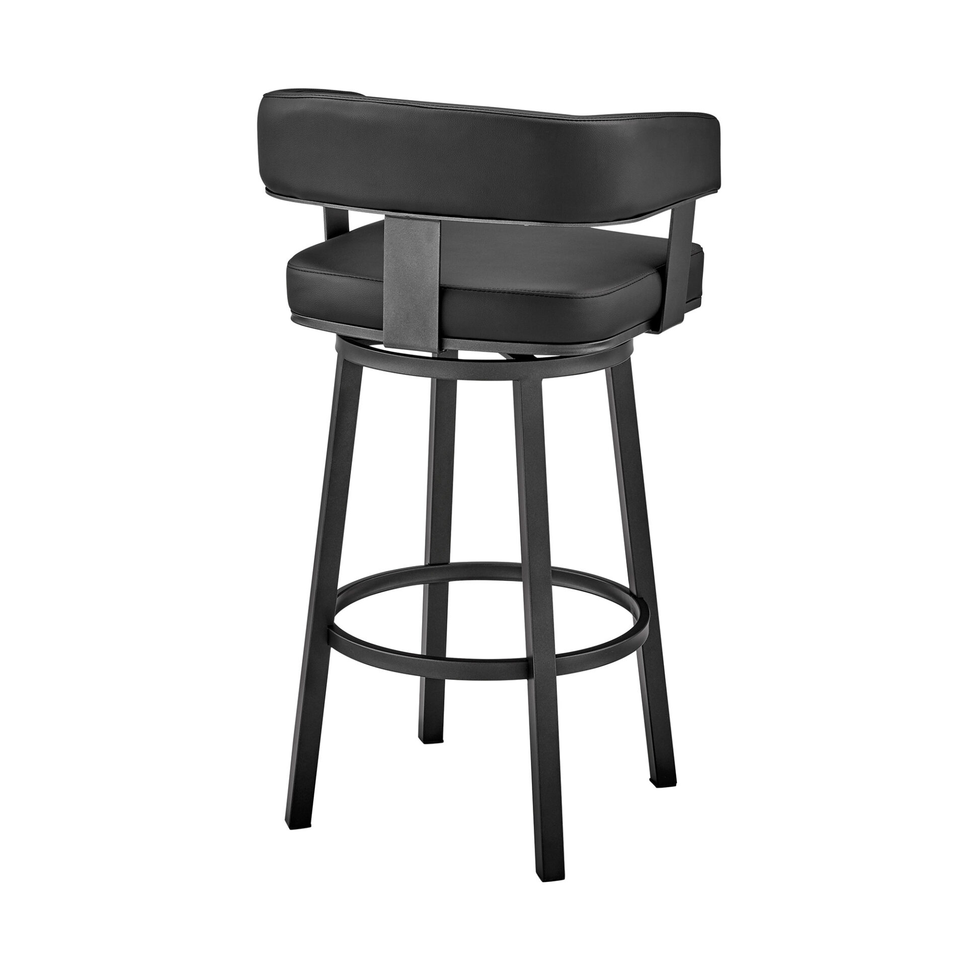 30-Inch Black Faux Leather Swivel Bar Stool With Footrest 5 30-Inch Black Faux Leather Swivel Bar Stool With Footrest - Image 5