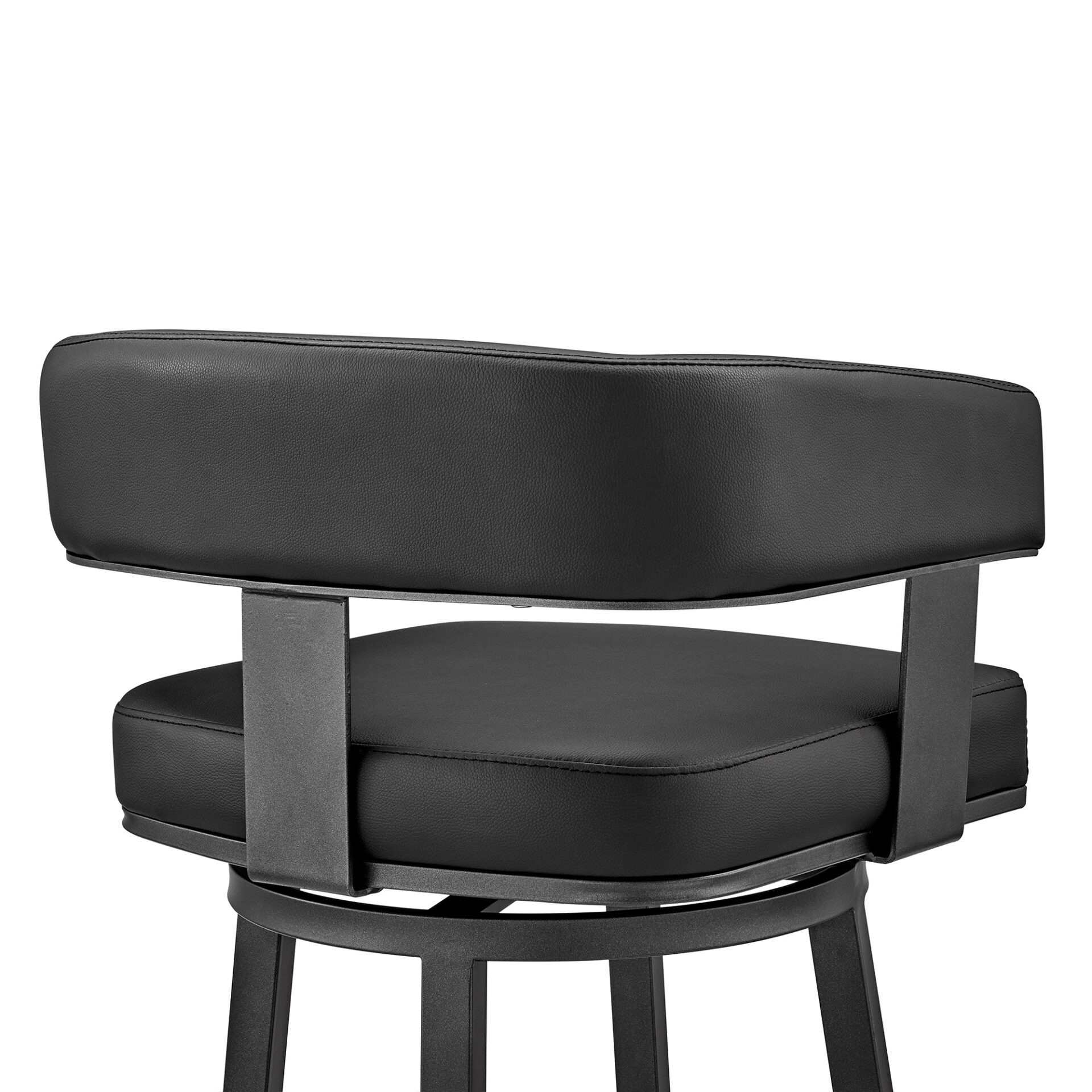 30-Inch Black Faux Leather Swivel Bar Stool With Footrest 8 30-Inch Black Faux Leather Swivel Bar Stool With Footrest - Image 8