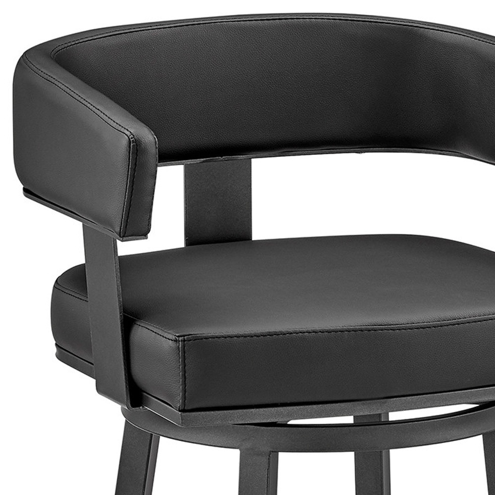 30-Inch Black Faux Leather Swivel Bar Stool With Footrest 9 30-Inch Black Faux Leather Swivel Bar Stool With Footrest - Image 9