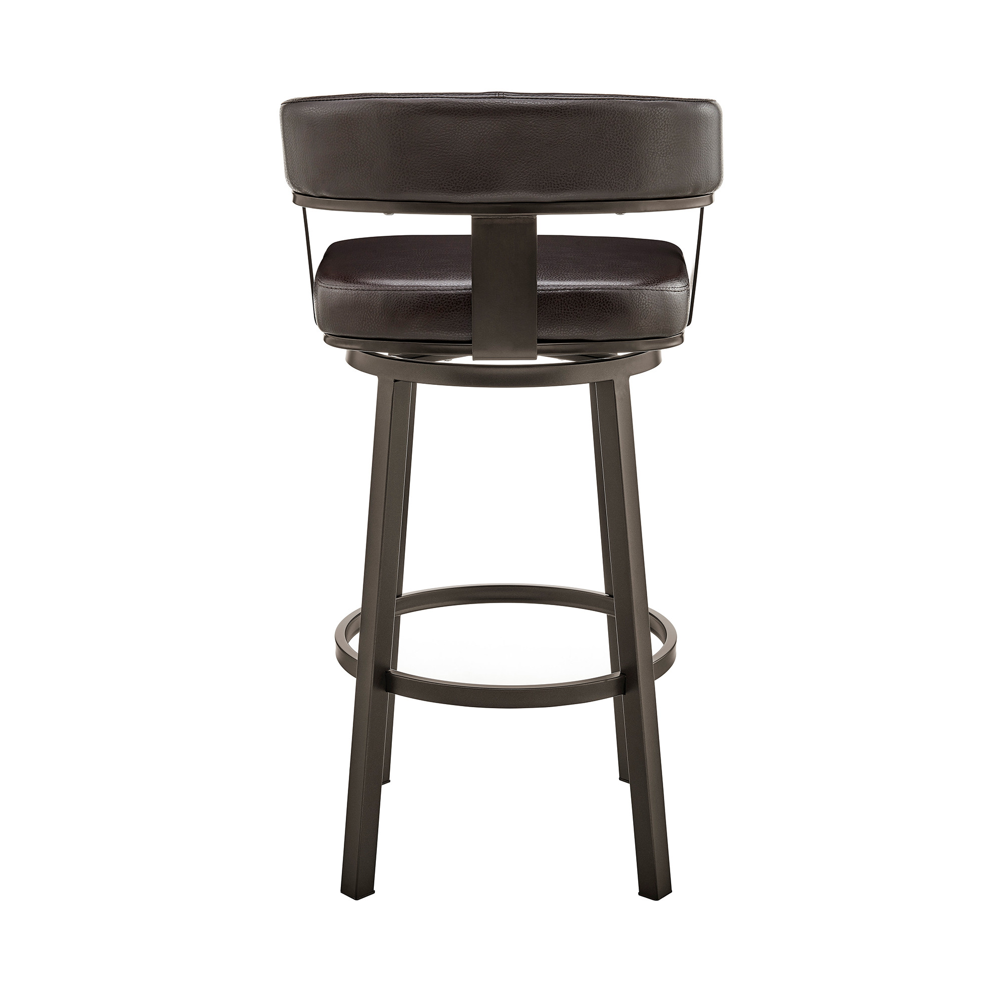 26-Inch Chocolate and Gray Faux Leather Swivel Bar Stool 6 26-Inch Chocolate and Gray Faux Leather Swivel Bar Stool - Image 6