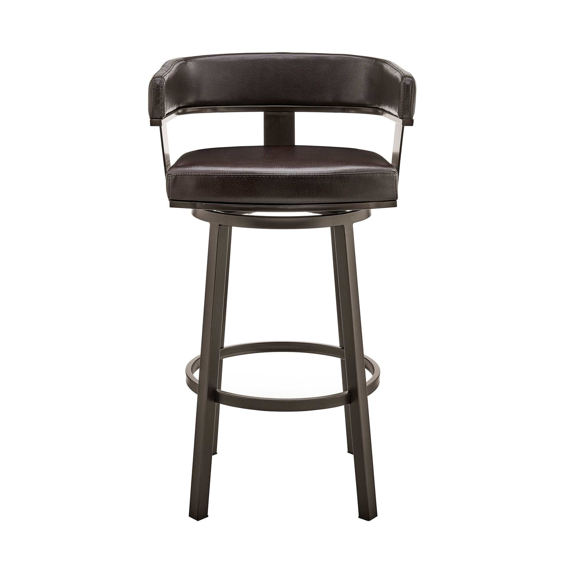 26-Inch Chocolate and Gray Faux Leather Swivel Bar Stool 3 26-Inch Chocolate and Gray Faux Leather Swivel Bar Stool - Image 3