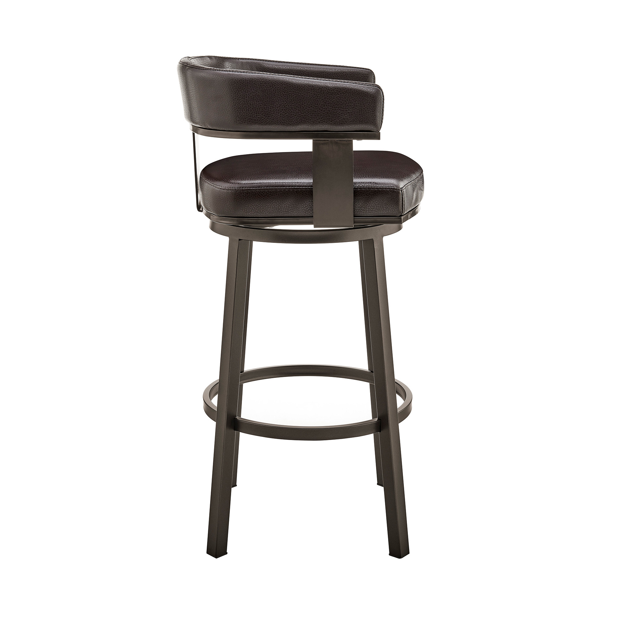 26-Inch Chocolate and Gray Faux Leather Swivel Bar Stool 4 26-Inch Chocolate and Gray Faux Leather Swivel Bar Stool - Image 4