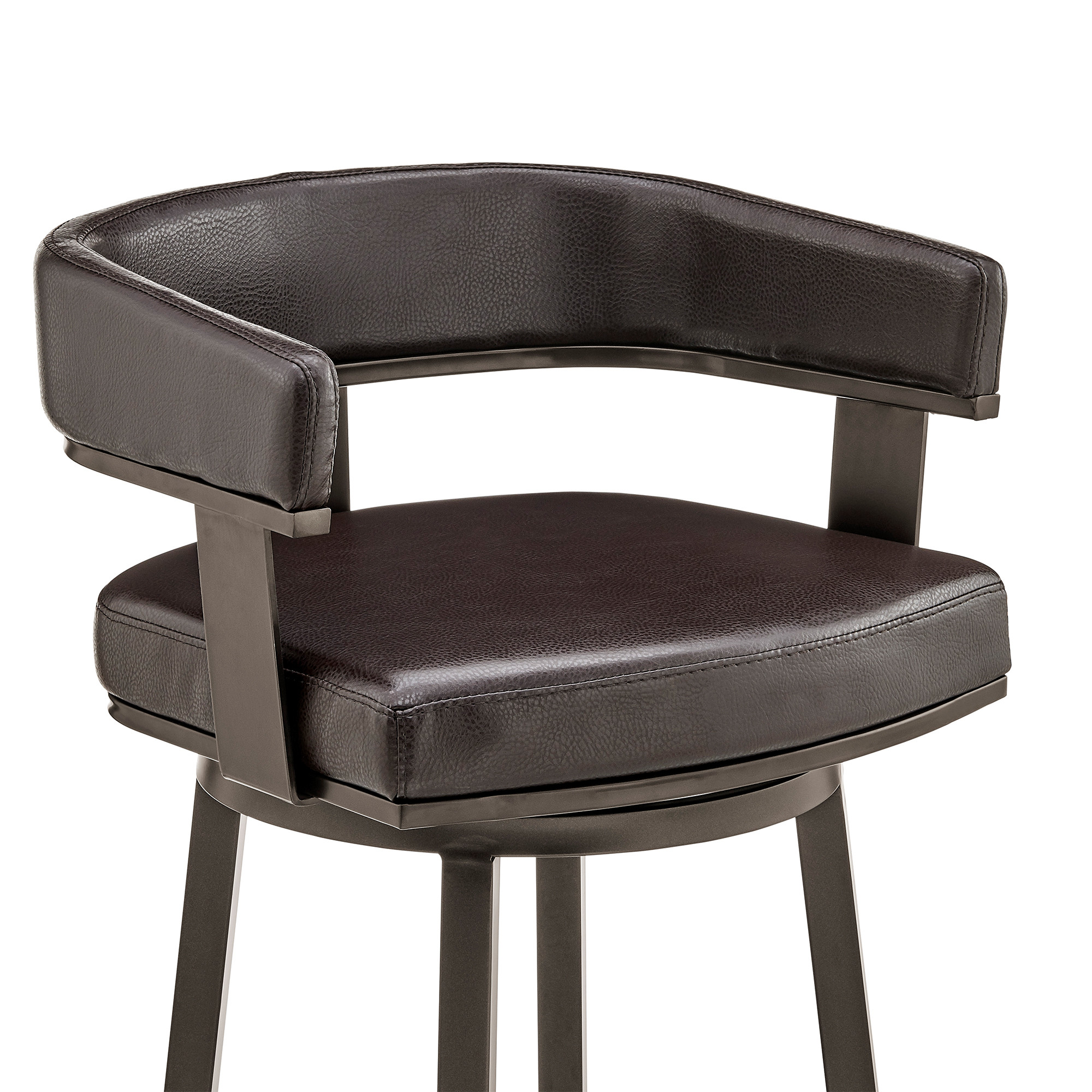 26-Inch Chocolate and Gray Faux Leather Swivel Bar Stool 7 26-Inch Chocolate and Gray Faux Leather Swivel Bar Stool - Image 7