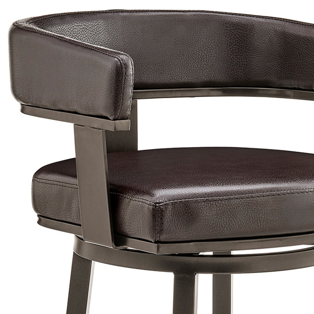 26-Inch Chocolate and Gray Faux Leather Swivel Bar Stool 9 26-Inch Chocolate and Gray Faux Leather Swivel Bar Stool - Image 9