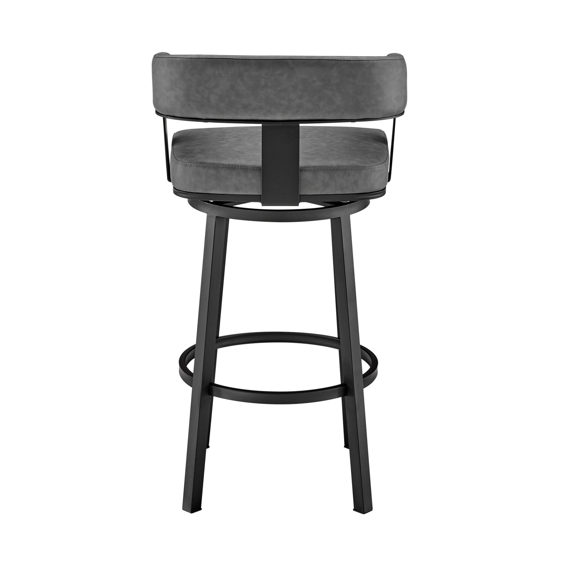 30 Inch Gray and Black Swivel Faux Leather Bar Stool 6 30 Inch Gray and Black Swivel Faux Leather Bar Stool - Image 6