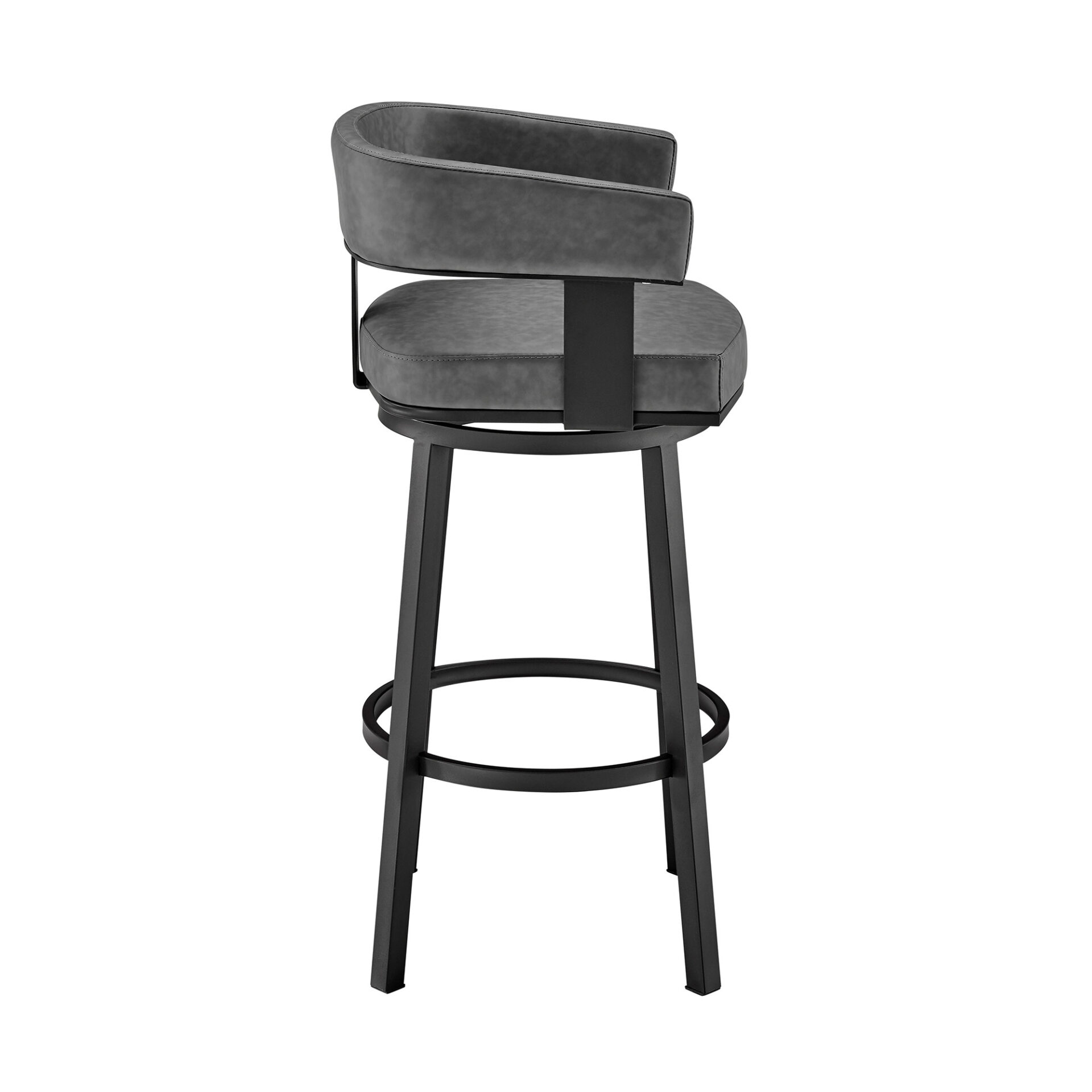 30 Inch Gray and Black Swivel Faux Leather Bar Stool 4 30 Inch Gray and Black Swivel Faux Leather Bar Stool - Image 4