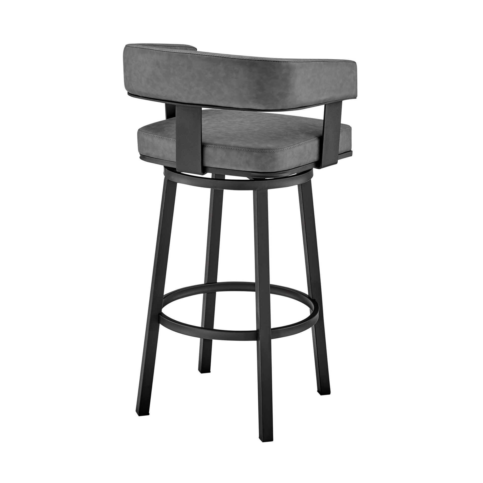 30 Inch Gray and Black Swivel Faux Leather Bar Stool 5 30 Inch Gray and Black Swivel Faux Leather Bar Stool - Image 5