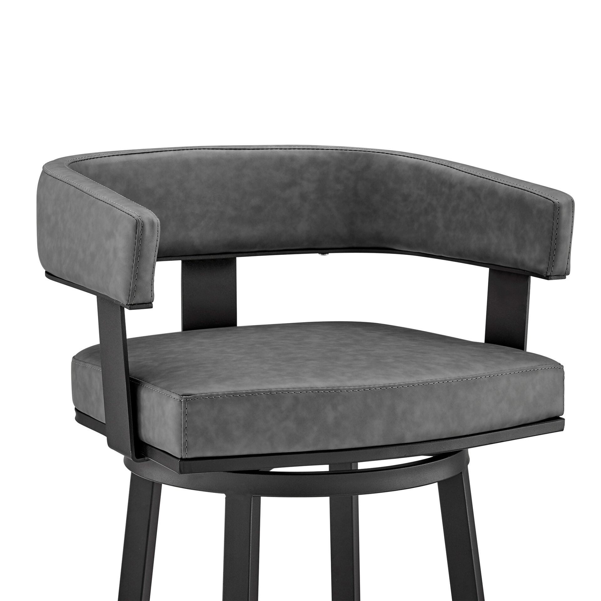 30 Inch Gray and Black Swivel Faux Leather Bar Stool 7 30 Inch Gray and Black Swivel Faux Leather Bar Stool - Image 7