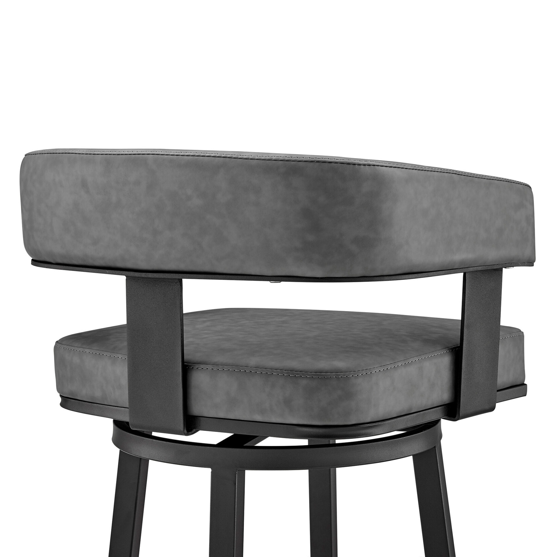 30 Inch Gray and Black Swivel Faux Leather Bar Stool 8 30 Inch Gray and Black Swivel Faux Leather Bar Stool - Image 8