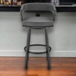 30 Inch Gray and Black Swivel Faux Leather Bar Stool 11 30 Inch Gray and Black Swivel Faux Leather Bar Stool