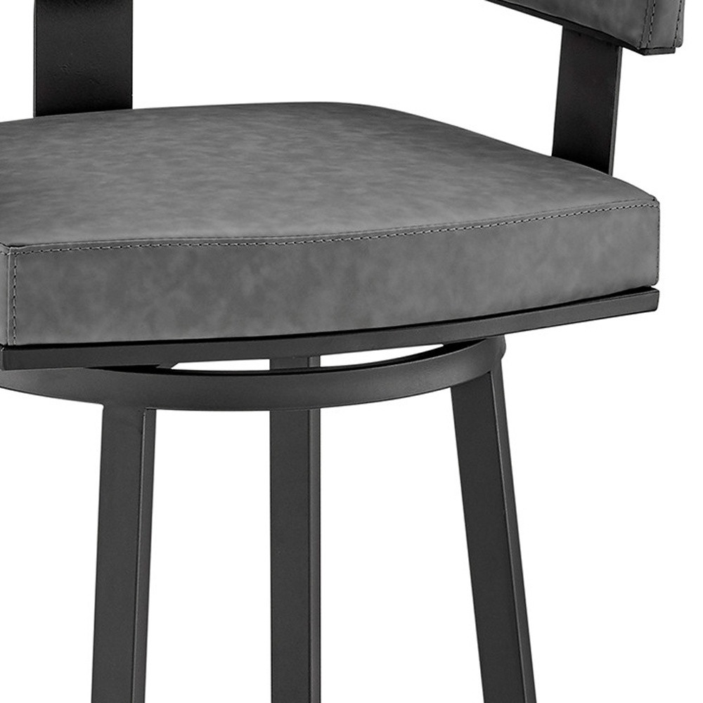 30 Inch Gray and Black Swivel Faux Leather Bar Stool 9 30 Inch Gray and Black Swivel Faux Leather Bar Stool - Image 9