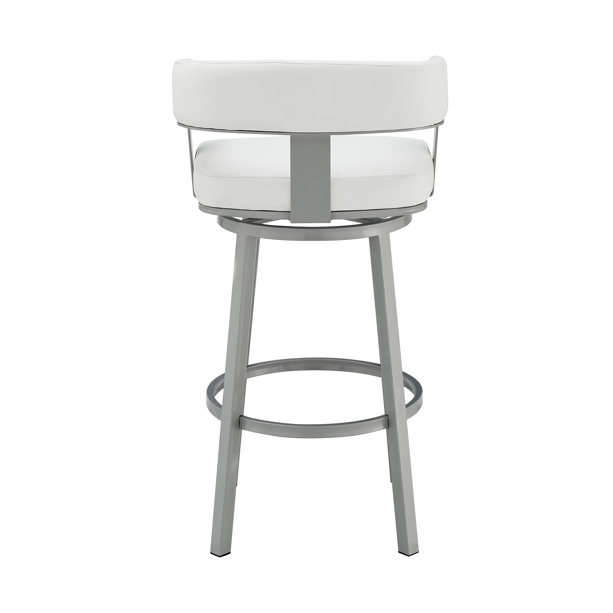 26-Inch White and Gray Swivel Faux Leather Bar Stool 6 26-Inch White and Gray Swivel Faux Leather Bar Stool - Image 6