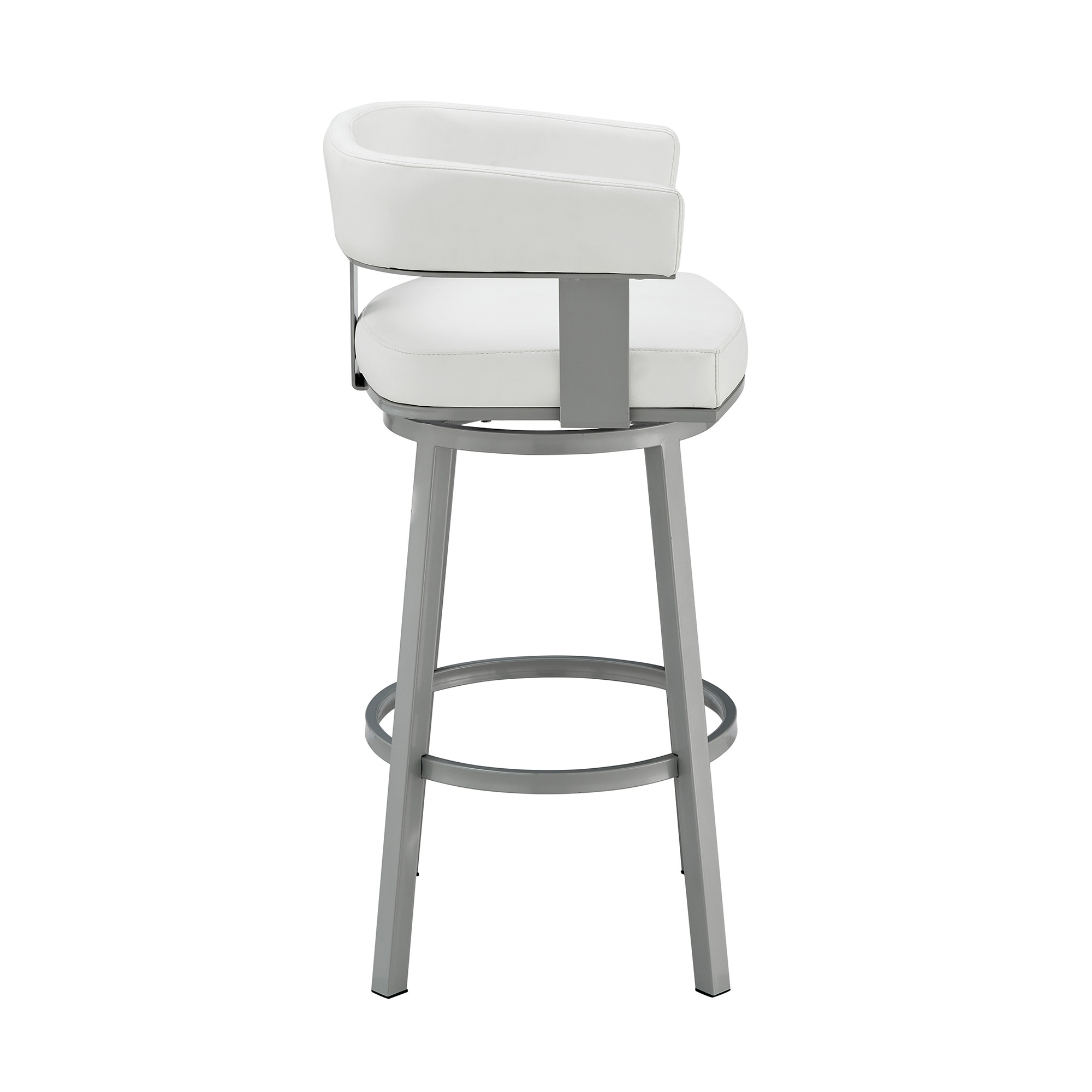 26-Inch White and Gray Swivel Faux Leather Bar Stool 4 26-Inch White and Gray Swivel Faux Leather Bar Stool - Image 4