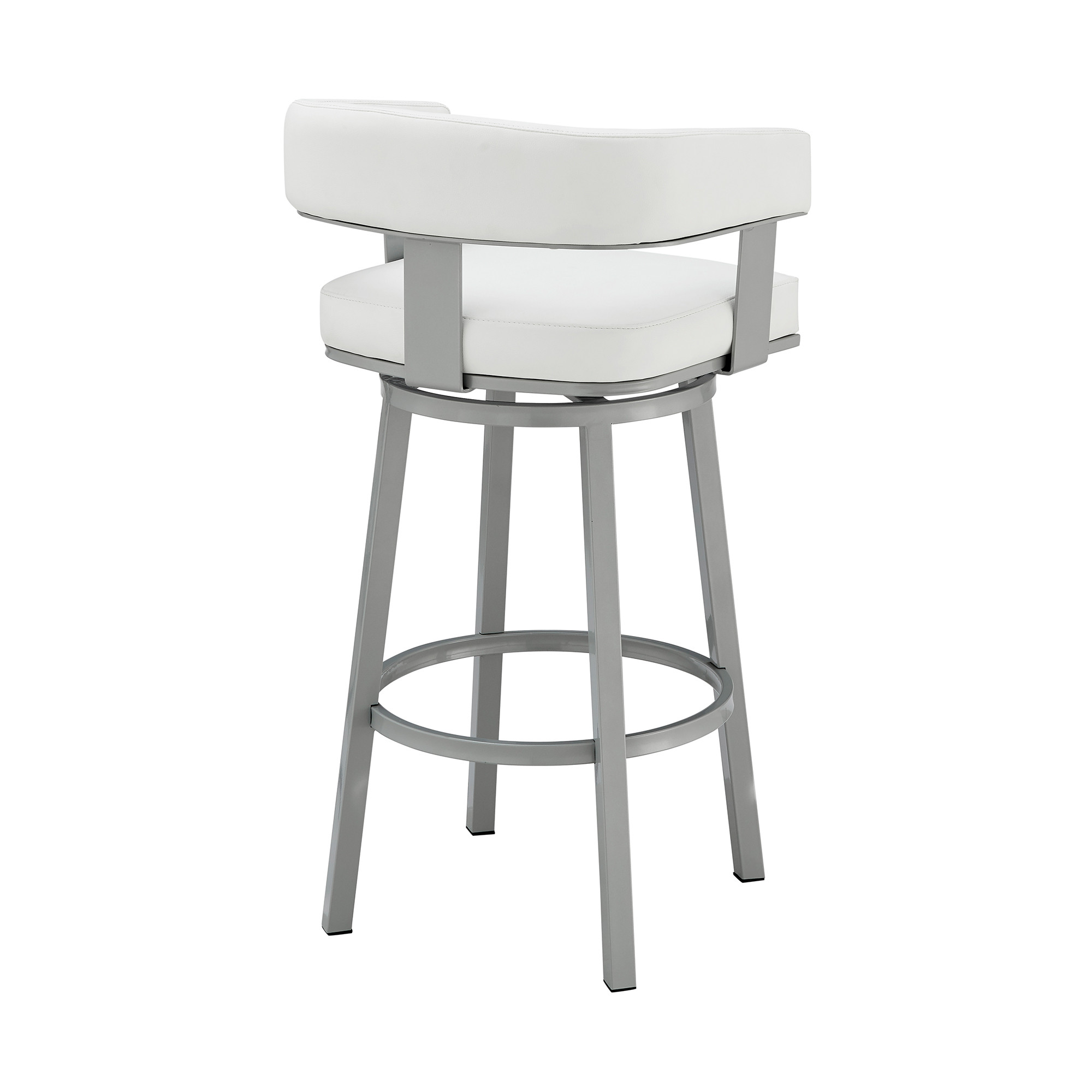 26-Inch White and Gray Swivel Faux Leather Bar Stool 5 26-Inch White and Gray Swivel Faux Leather Bar Stool - Image 5