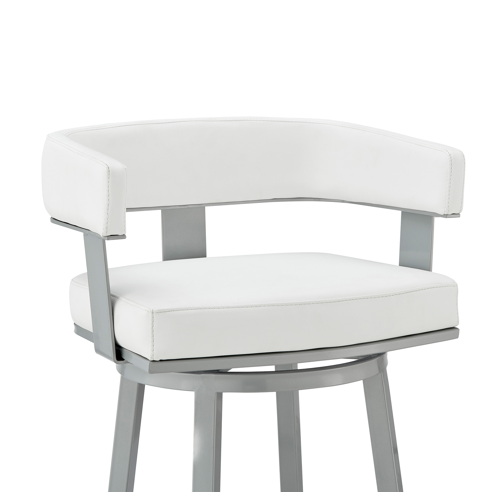 26-Inch White and Gray Swivel Faux Leather Bar Stool 7 26-Inch White and Gray Swivel Faux Leather Bar Stool - Image 7