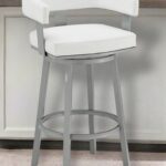 26-Inch White and Gray Swivel Faux Leather Bar Stool 10 26-Inch White and Gray Swivel Faux Leather Bar Stool
