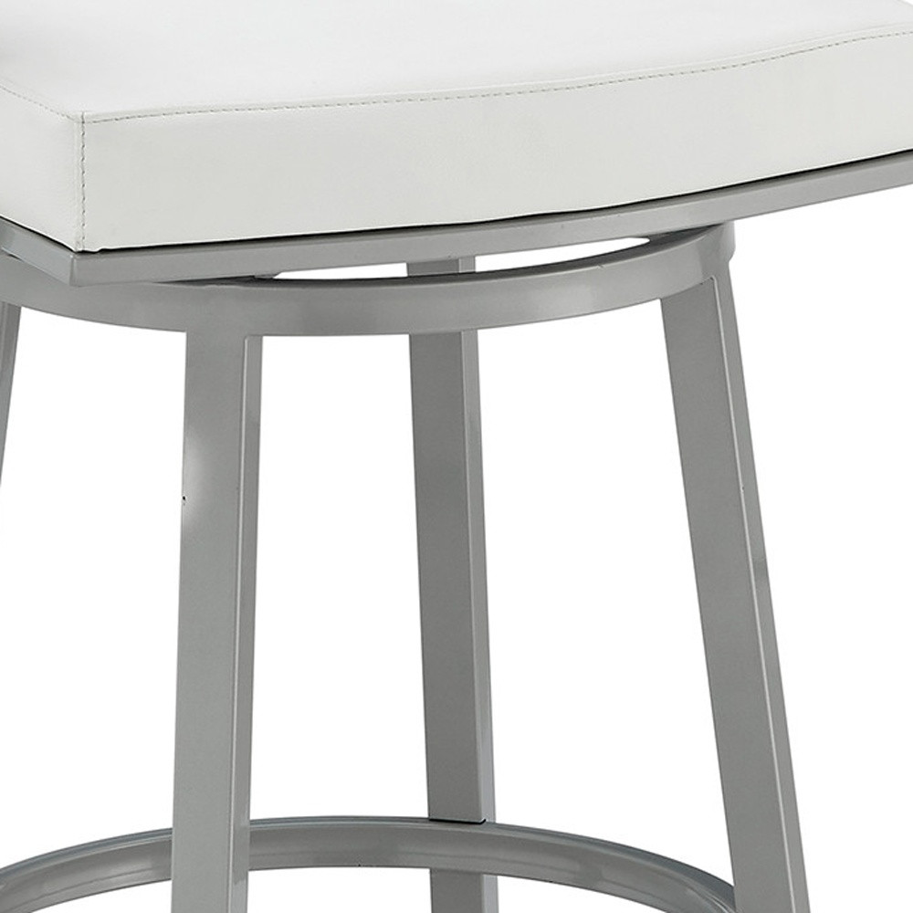 26-Inch White and Gray Swivel Faux Leather Bar Stool 8 26-Inch White and Gray Swivel Faux Leather Bar Stool - Image 8