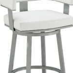 26-Inch White and Gray Swivel Faux Leather Bar Stool 18 26-Inch White and Gray Swivel Faux Leather Bar Stool