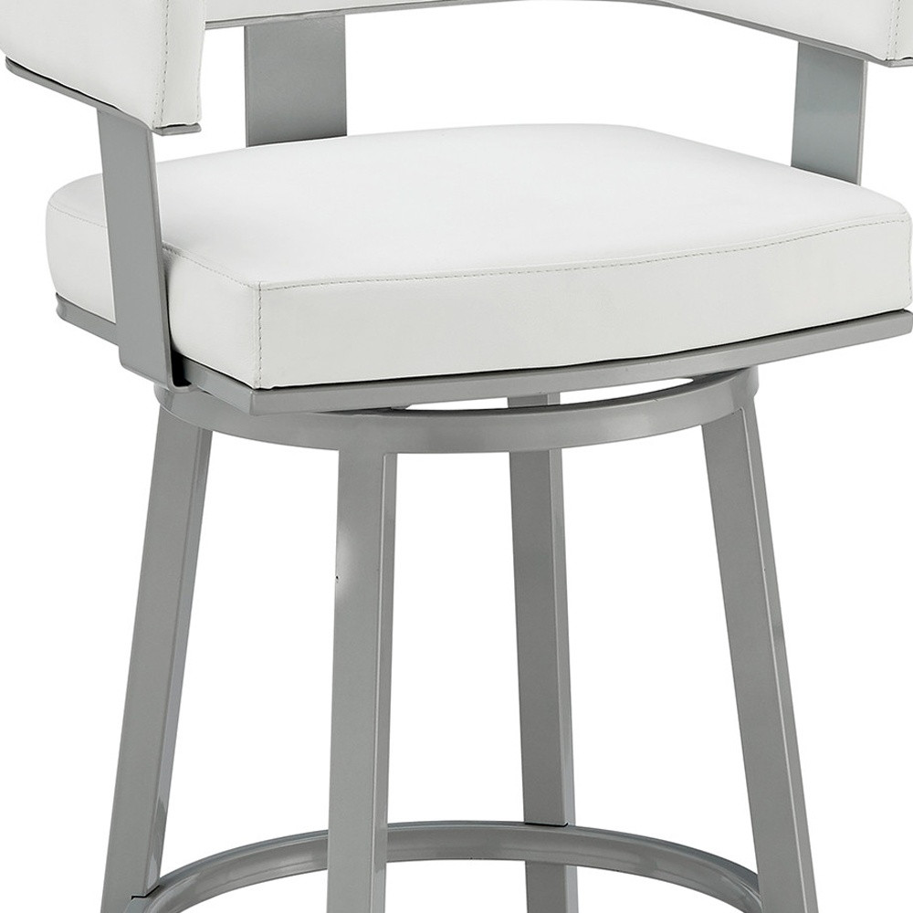 26-Inch White and Gray Swivel Faux Leather Bar Stool 9 26-Inch White and Gray Swivel Faux Leather Bar Stool - Image 9