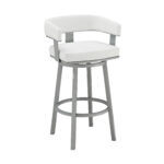 38 Inch White Faux Leather Swivel Low Back Bar Stool 10 38 Inch White Faux Leather Swivel Low Back Bar Stool