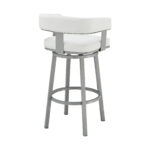 38 Inch White Faux Leather Swivel Low Back Bar Stool 14 38 Inch White Faux Leather Swivel Low Back Bar Stool